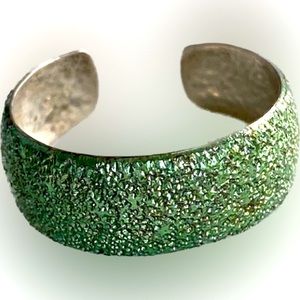 Minty Green Sparkle hammered 925 Silver toe ring